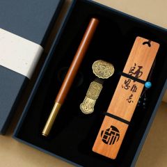 顺丰包邮定制刻字logo中国风见山红木车载U盘64g